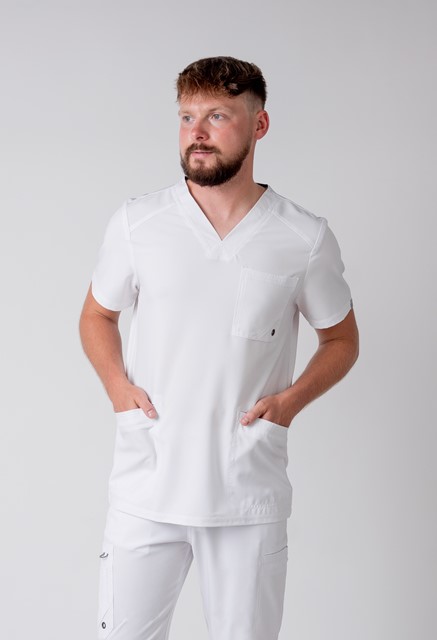 Bluza medyczna męska antybakteryjna biała