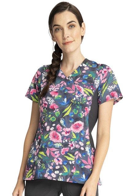 Bluza medyczna damska o wzorze Watercolor Petals