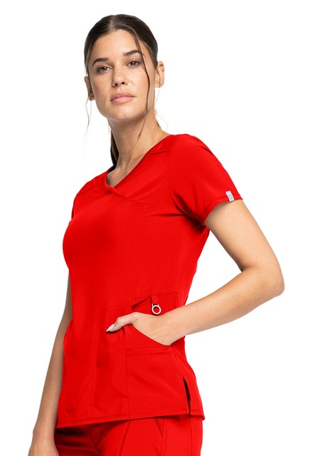 Bluza medyczna damska czerwona antybakteryjna