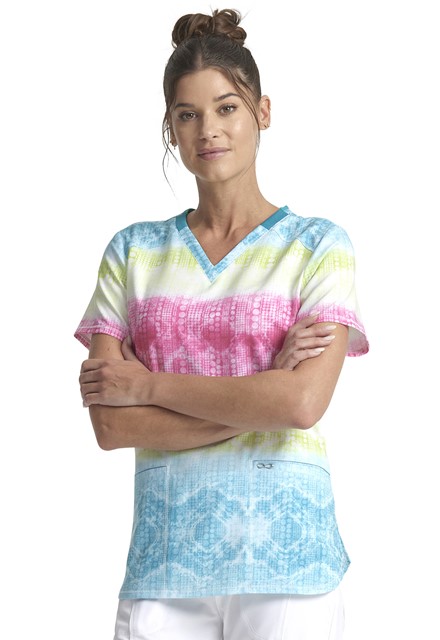Bluza medyczna damska o wzorze Trippy Stripes