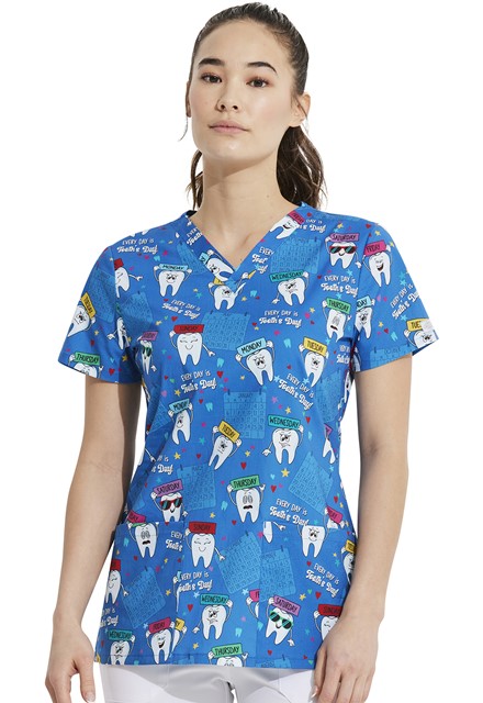 Bluza medyczna damska o wzorze Tooth's Day