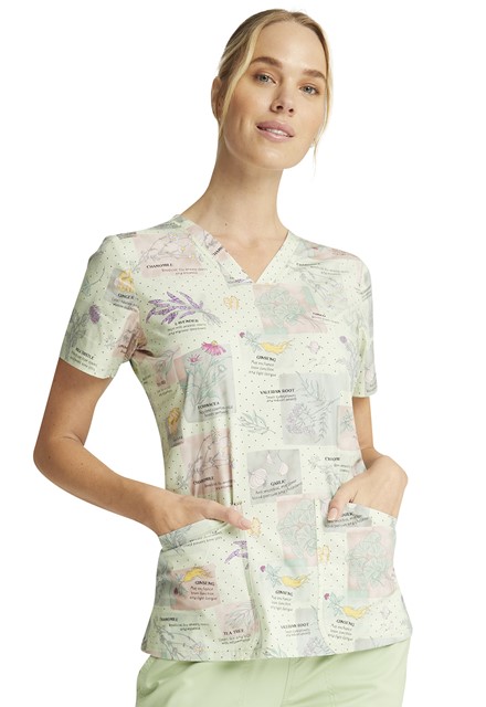 Bluza medyczna damska o wzorze Herbal Wellness