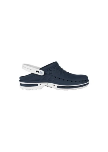 Buty Clog unisex z paskiem granatowo-białe