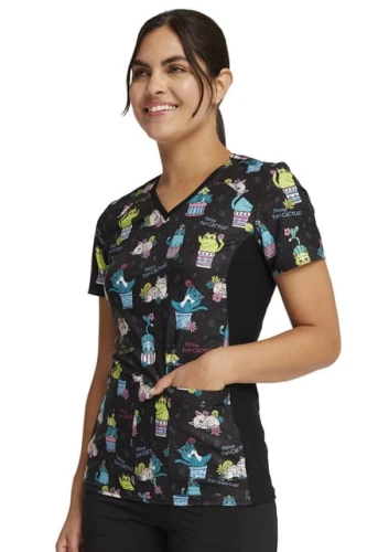 Bluza medyczna damska o wzorze Feline Fan-cactus