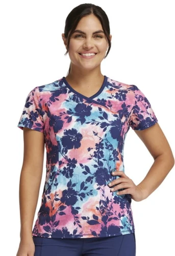 Bluza medyczna damska o wzorze Artistic Blooms
