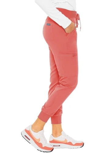 Spodnie medyczne damskie jogger Med Couture koral