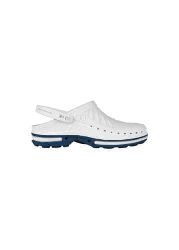 Buty Clog unisex z paskiem biało-granatowe