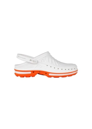 Buty Clog unisex z paskiem biało-pomarańczowe