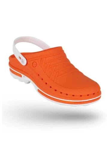 Buty Clog unisex z paskiem pomarańczowo-białe