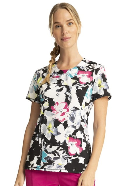Bluza medyczna damska o wzorze Inky Garden