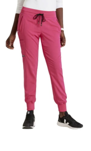 Spodnie medyczne damskie jogger Barco Greys Anatomy Spandex Stretch Eden różowe