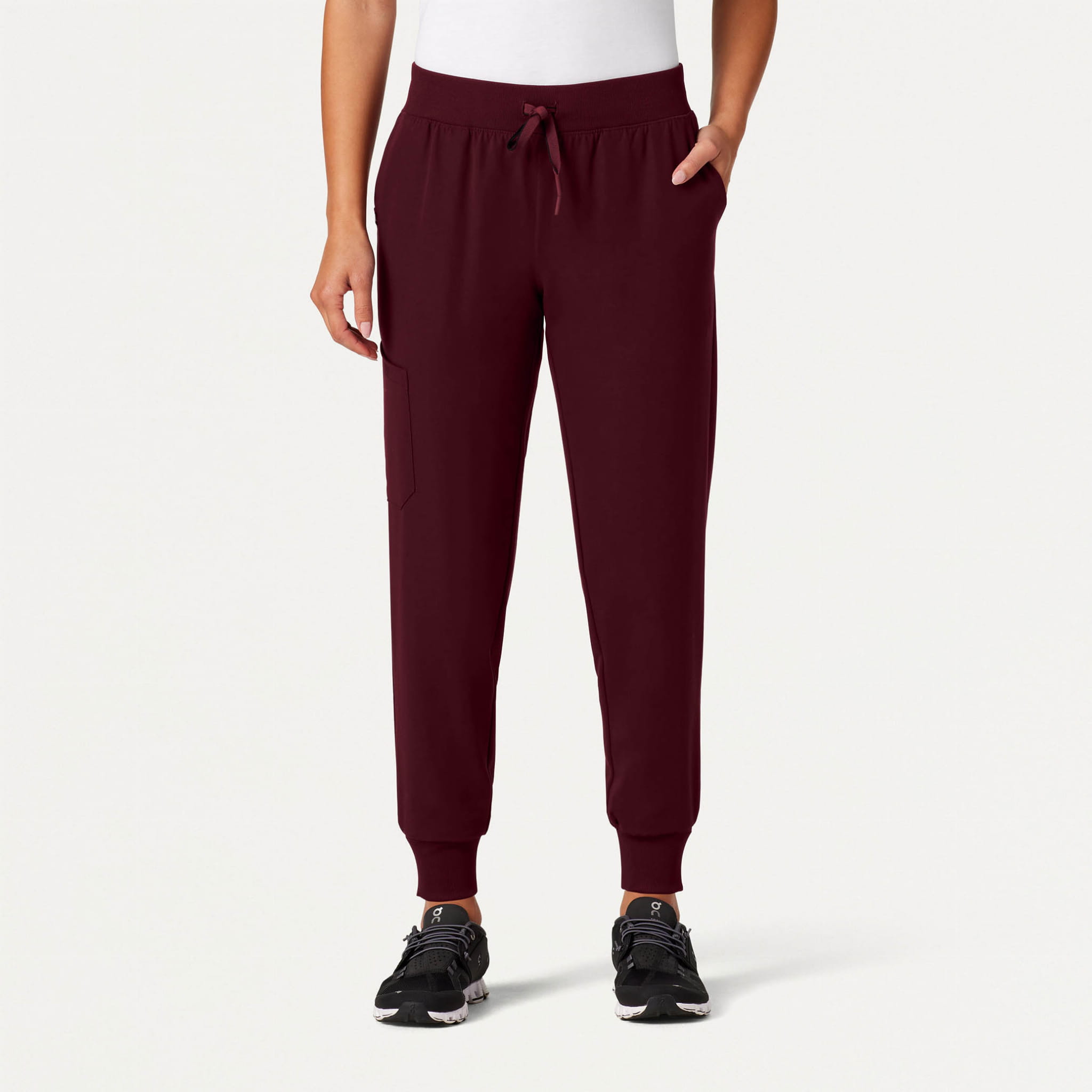 Spodnie medyczne damskie jogger JAANUU UltraLAST Silex czerwone wino