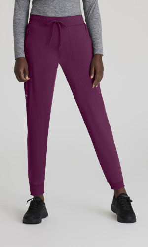 Spodnie medyczne damskie jogger Skechers Slip-Ins Pace czerwone wino